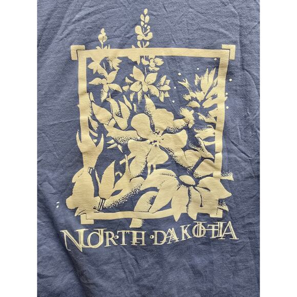 Vintage North Dakota Shirt Test Print Tee Blue Large Floral Graphic - Picture 5 of 8